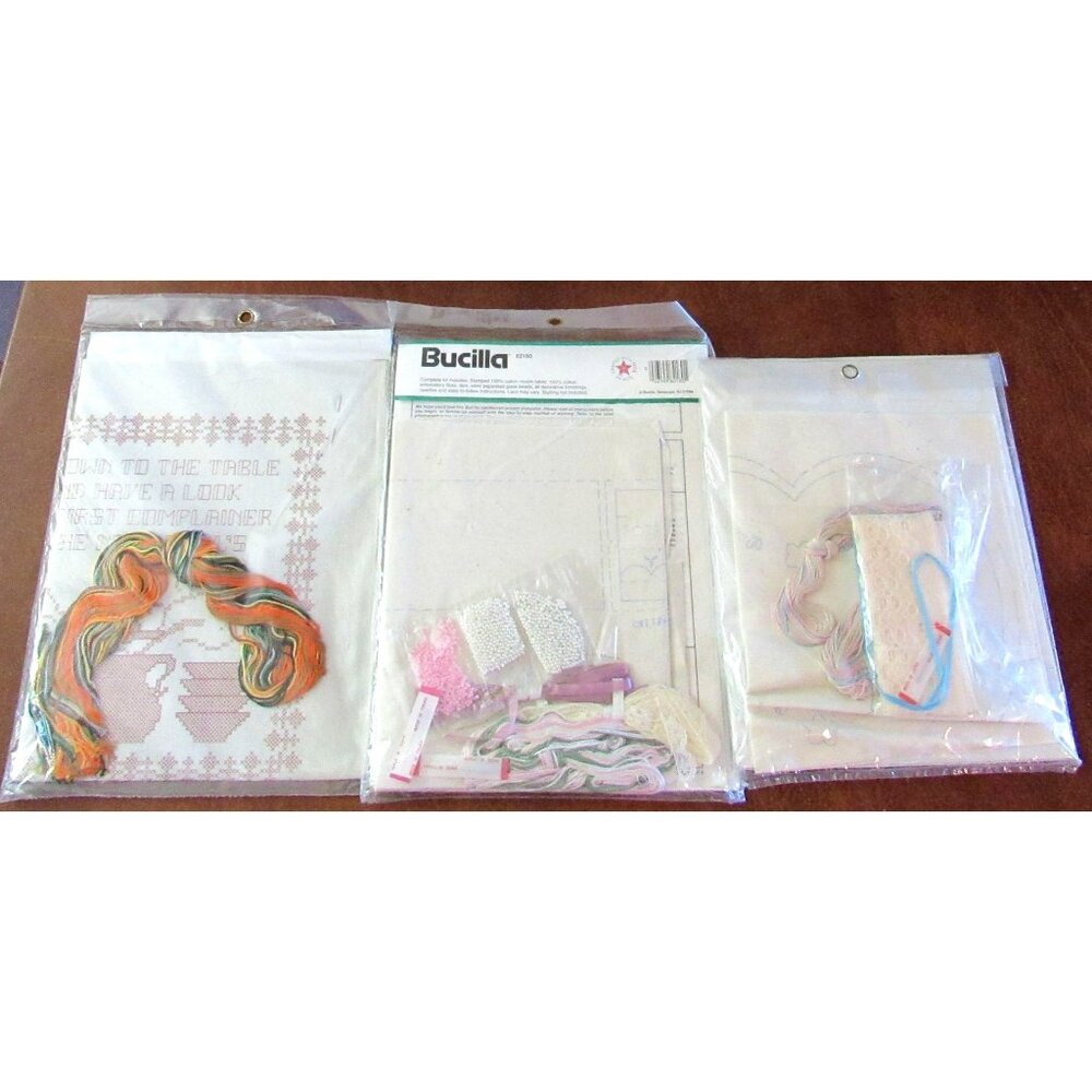 Lot of 3 Cross Stitch Kits Next Meals Cook Victorian Christmas And Hearts Flower - Picture 2 of 5